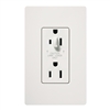 Lutron SCR-15-HDTR-SW Claro Satin Tamper Resistant 15A Split Duplex Receptacle Half for Dimming Use in Snow