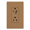 Lutron SCR-15-HDTR-TC Claro Satin Tamper Resistant 15A Split Duplex Receptacle Half for Dimming Use in Terracotta