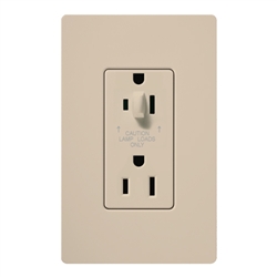 Lutron SCR-15-HDTR-TP Claro Satin Tamper Resistant 15A Split Duplex Receptacle Half for Dimming Use in Taupe