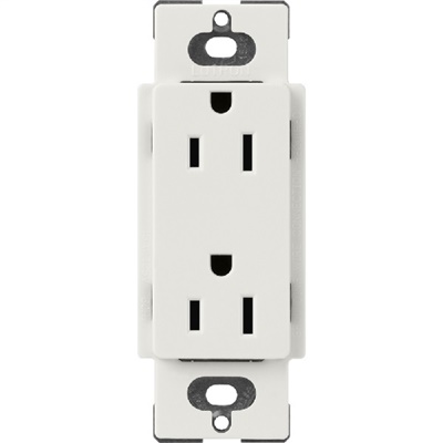 Lutron SCR-15-LG Claro Satin 15A Duplex Receptacle, Not Tamper Resistant in Lunar Gray