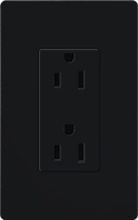 Lutron SCR-15-MN Claro Satin 15A Duplex Receptacle, Not Tamper Resistant, in Midnight