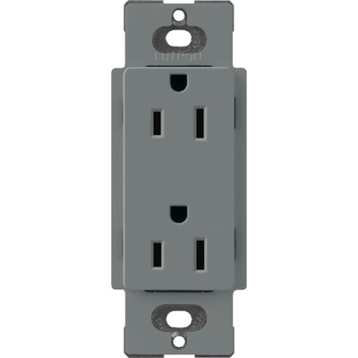 Lutron SCR-15-SL Claro Satin 15A Duplex Receptacle, Not Tamper Resistant in Slate