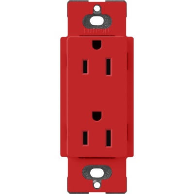 Lutron SCR-15-SR Claro Satin 15A Duplex Receptacle, Not Tamper Resistant in Signal Red