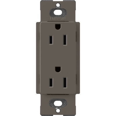 Lutron SCR-15-TF Claro Satin 15A Duplex Receptacle, Not Tamper Resistant in Truffle