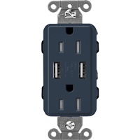 Lutron SCR-15-UBTR-DEClaro 15A Dual USB Receptacle, Tamper Resistant in Deep Sea