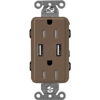 Lutron SCR-15-UBTR-EP Claro 15A Dual USB Receptacle, Tamper Resistant in Espresso