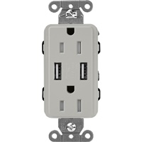 Lutron SCR-15-UBTR-PBClaro 15A Dual USB Receptacle, Tamper Resistant in Pebble