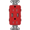 Lutron SCR-15-UBTR-SRClaro 15A Dual USB Receptacle, Tamper Resistant in Signal Red