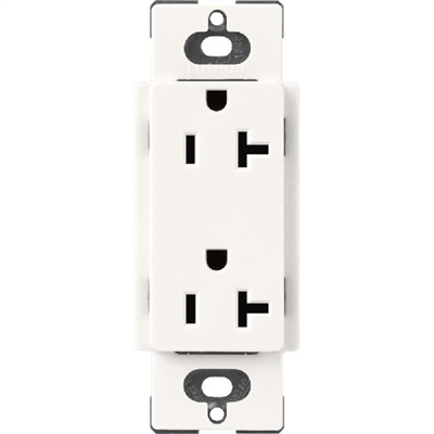 Lutron SCR-20-BW Claro Satin 20A Duplex Receptacle, Not Tamper Resistant in Brilliant White