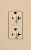Lutron SCR-20-DDTR-DS Claro Satin Tamper Resistant 20A Duplex Receptacle for Dimming Use in Desert Stone