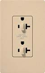 Lutron SCR-20-DDTR-DS Claro Satin Tamper Resistant 20A Duplex Receptacle for Dimming Use in Desert Stone