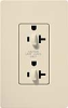 Lutron SCR-20-DDTR-ES Claro Satin Tamper Resistant 20A Duplex Receptacle for Dimming Use in Eggshell