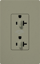 Lutron SCR-20-DDTR-GB Claro Satin Tamper Resistant 20A Duplex Receptacle for Dimming Use in Greenbriar