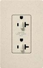 Lutron SCR-20-DDTR-LS Claro Satin Tamper Resistant 20A Duplex Receptacle for Dimming Use in Limestone