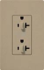 Lutron SCR-20-DDTR-MS Claro Satin Tamper Resistant 20A Duplex Receptacle for Dimming Use in Mocha Stone