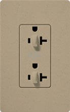 Lutron SCR-20-DDTR-MS Claro Satin Tamper Resistant 20A Duplex Receptacle for Dimming Use in Mocha Stone