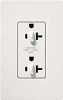 Lutron SCR-20-DDTR-SW Claro Satin Tamper Resistant 20A Duplex Receptacle for Dimming Use in Snow