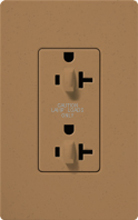 Lutron SCR-20-DDTR-TC Claro Satin Tamper Resistant 20A Duplex Receptacle for Dimming Use in Terracotta