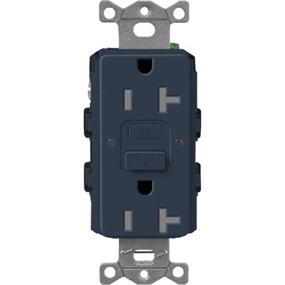 Lutron SCR-20-GFST-DE  Claro Satin Self-Testing Tamper Resistant 20A GFCI Receptacle in Deep Sea