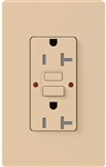 Lutron SCR-20-GFST-DS Claro Satin Self-Testing Tamper Resistant 20A GFCI Receptacle, in Desert Stone