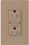 Lutron SCR-20-GFST-MS Claro Satin Self-Testing Tamper Resistant 20A GFCI Receptacle, in Mocha Stone