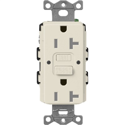 Lutron SCR-20-GFST-PM  Claro Satin Self-Testing Tamper Resistant 20A GFCI Receptacle in Pumice
