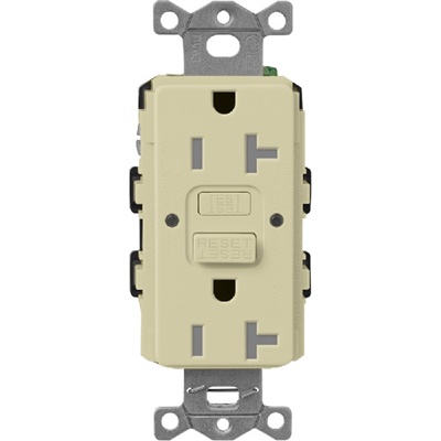 Lutron SCR-20-GFST-SA  Claro Satin Self-Testing Tamper Resistant 20A GFCI Receptacle in Sage