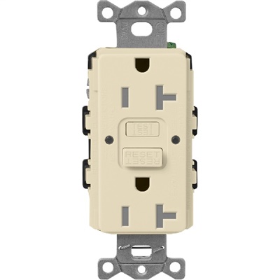 Lutron SCR-20-GFST-SD  Claro Satin Self-Testing Tamper Resistant 20A GFCI Receptacle in Sand