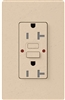 Lutron SCR-20-GFST-ST Claro Satin Self-Testing Tamper Resistant 20A GFCI Receptacle, in Stone