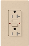 Lutron SCR-20-GFST-ST Claro Satin Self-Testing Tamper Resistant 20A GFCI Receptacle, in Stone