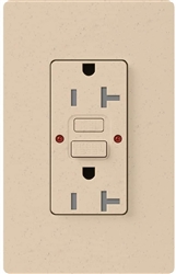 Lutron SCR-20-GFST-ST Claro Satin Self-Testing Tamper Resistant 20A GFCI Receptacle, in Stone