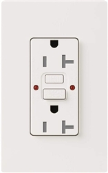 Lutron SCR-20-GFST-SW Claro Satin Self-Testing Tamper Resistant 20A GFCI Receptacle, in Snow