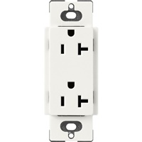 Lutron SCR-20-GL Claro Satin 20A Duplex Receptacle, Not Tamper Resistant in Glacier White