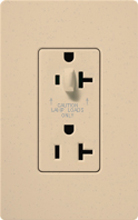 Lutron SCR-20-HDTR-DS Claro Satin Tamper Resistant 20A Split Duplex Receptacle Half for Dimming Use in Desert Stone