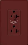 Lutron SCR-20-HDTR-MR Claro Satin Tamper Resistant 20A Split Duplex Receptacle Half for Dimming Use in Merlot