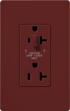 Lutron SCR-20-HDTR-MR Claro Satin Tamper Resistant 20A Split Duplex Receptacle Half for Dimming Use in Merlot