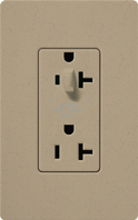 Lutron SCR-20-HDTR-MS Claro Satin Tamper Resistant 20A Split Duplex Receptacle Half for Dimming Use in Mocha Stone