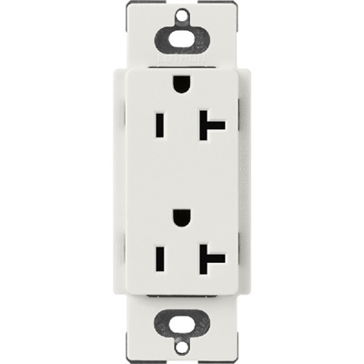 Lutron SCR-20-LG Claro Satin 20A Duplex Receptacle, Not Tamper Resistant in Lunar Gray