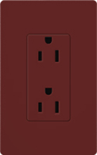 Lutron SCR-20-MR Claro Satin 20A Duplex Receptacle, Not Tamper Resistant, in Merlot