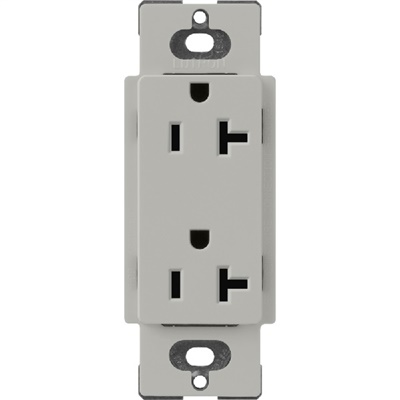 Lutron SCR-20-PB Claro Satin 20A Duplex Receptacle, Not Tamper Resistant in Pebble