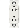 Lutron SCR-20-RW Claro Satin 20A Duplex Receptacle, Not Tamper Resistant in Architectural White