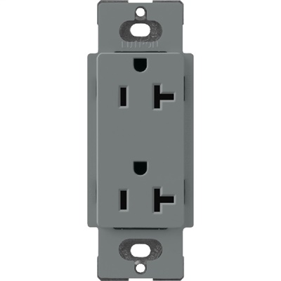 Lutron SCR-20-SL Claro Satin 20A Duplex Receptacle, Not Tamper Resistant in Slate