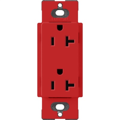 Lutron SCR-20-SR Claro Satin 20A Duplex Receptacle, Not Tamper Resistant in Signal Red