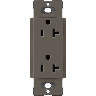 Lutron SCR-20-TF Claro Satin 20A Duplex Receptacle, Not Tamper Resistant in Truffle