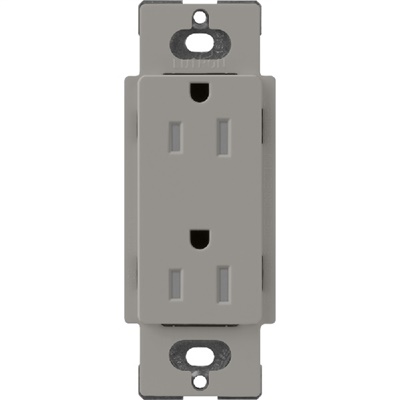 Lutron SCRS-15-TR-CS Claro Satin Tamper Resistant 15A Duplex Receptacle in Cobblestone