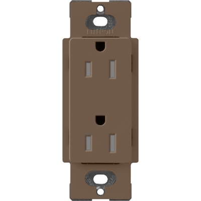 Lutron SCRS-15-TR-EP Claro Satin Tamper Resistant 15A Duplex Receptacle in Espresso