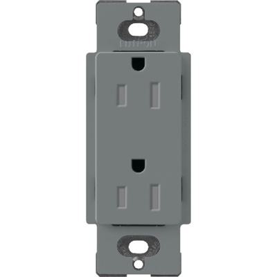 Lutron SCRS-15-TR-SL Claro Satin Tamper Resistant 15A Duplex Receptacle in Slate