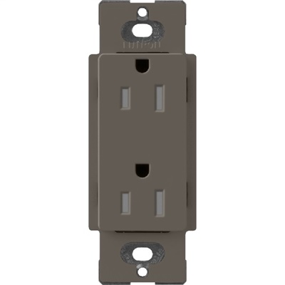 Lutron SCRS-15-TR-TF Claro Satin Tamper Resistant 15A Duplex Receptacle in Truffle