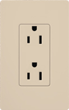 Lutron SCRS-15-TR-TP Claro Satin Tamper Resistant 15A Duplex Receptacle in Taupe