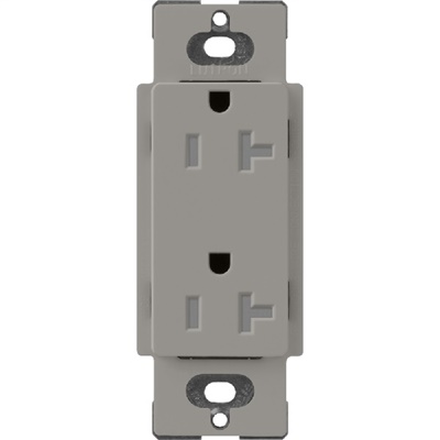 Lutron SCRS-20-TR-CS Claro Satin Tamper Resistant 20A Duplex Receptacle in Cobblestone